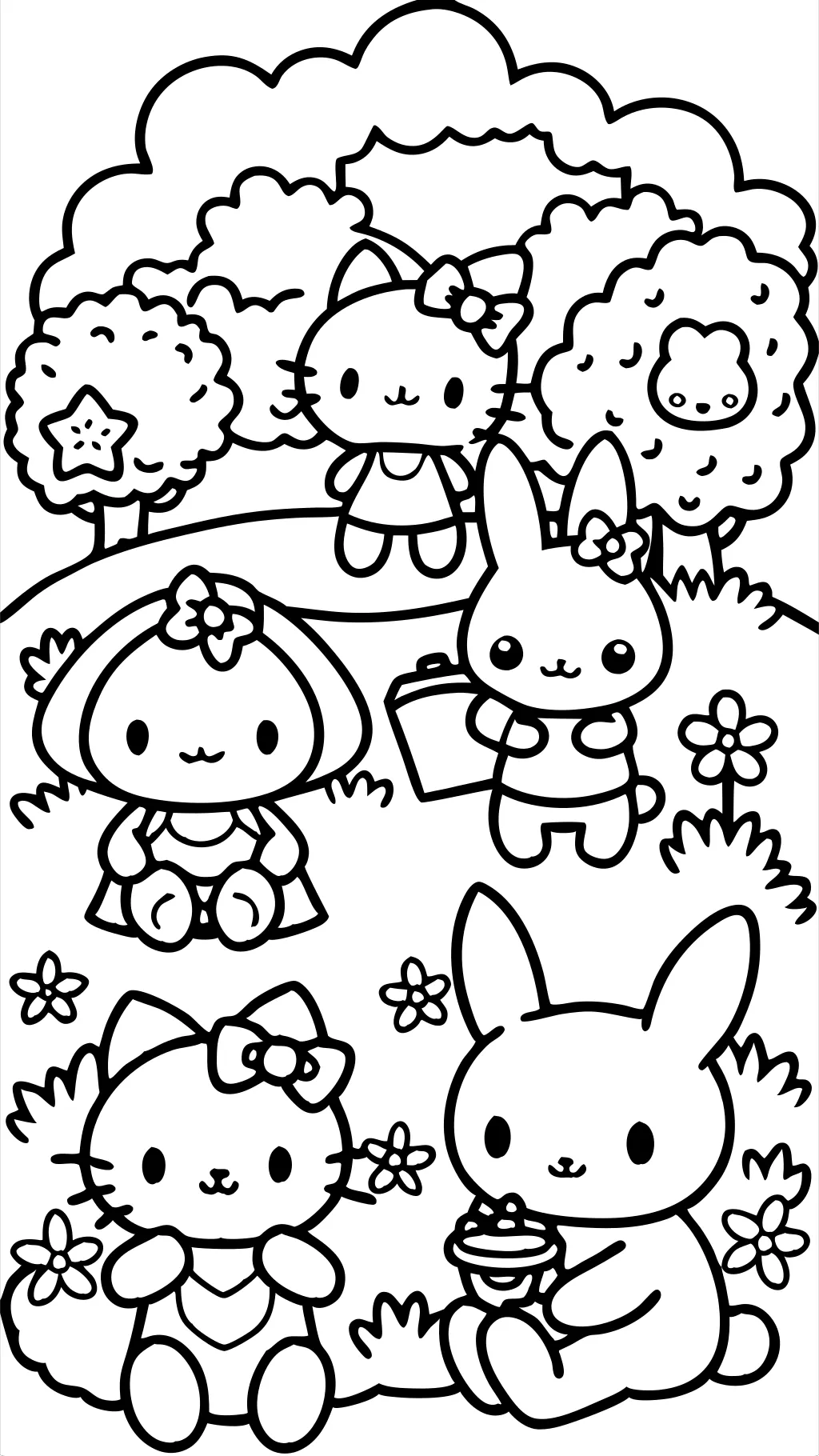 coloriage sanrio bonjour kitty et amis